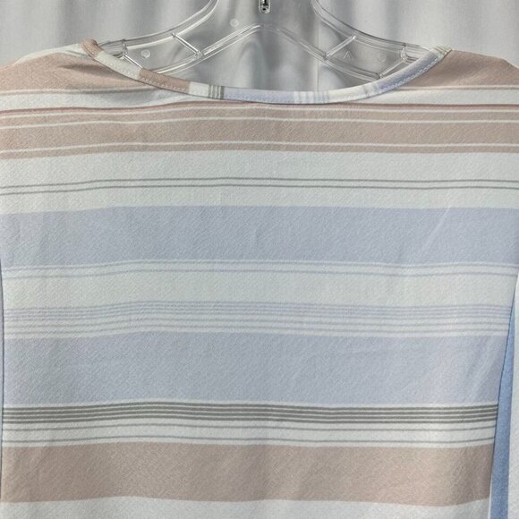 Womens Multicolor Striped Short Sleeve Round Neck Short A-Line Dress Size Medium - Picture 7 of 9
